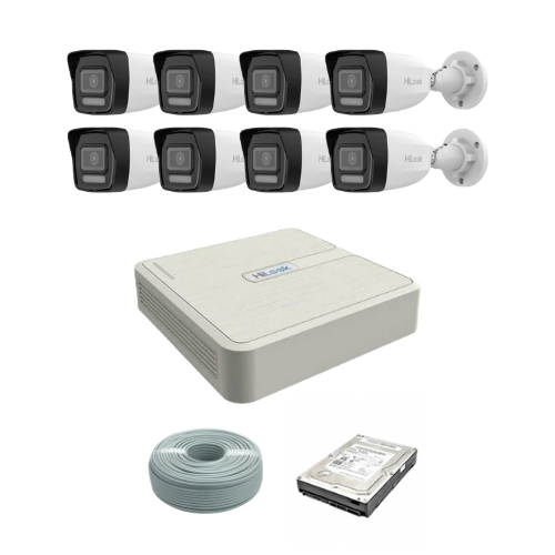 SALE! HiLook by Hikvision 2MP IP AUDIO camera kit - 8ch NVR with 8 POE - 8 x 2MP IP cameras 30m IR - 1TB HDD - 100m Cat5 cable