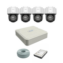 HiLook by Hikvision 4MP IP Pan Tilt Camera Kit - 8ch NVR with 8 POE - 4 x 4 MP IP Pan Tilt 0X DarkFighter IR Network Speed Dome - 1TB HDD - 100m Cat5 cable