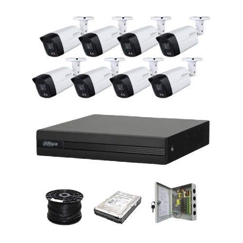 Dahua 8ch Full-Color HD Kit - HD DVR _ 8 x 1080p Full-Color cameras - 40m Full colour night vision - 1TB HDD - 100m Cable