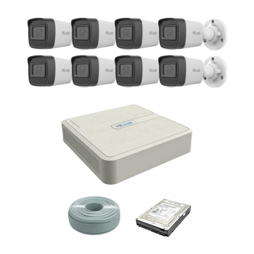 SALE! HiLook by Hikvision 2MP IP camera kit - 8ch NVR with 8 POE - 8 x 2MP IP cameras 30m IR - 1TB HDD - 100m Cat5 cable