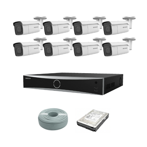 Hikvision ACUSENSE 4MP IP camera kit - 16ch 4K NVR - 8 x 4MP IP cameras - 2TB HDD - 100M cable - 80M Night vision