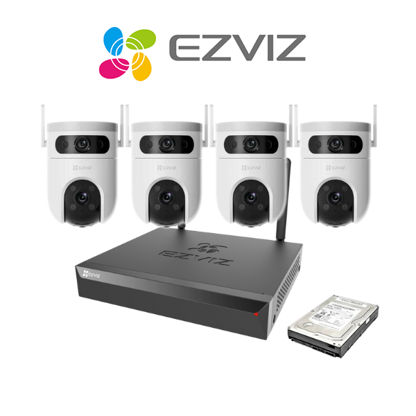 EZVIZ 3MP Wireless 4 Channel Kit | 8 Channels | 1TB HDD | 4 Pan Tilt Dual Cameras