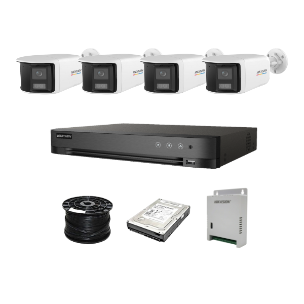 HikVision 8 Ch Turbo HD Kit - 4x Hikvision 5MP 3K ColorVu Audio Dual-Lens Fixed Camera, 1TB, 100m RG59