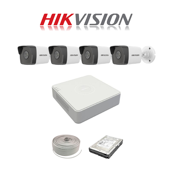 SALE! Hikvision 2MP IP Kit - 4ch NVR with 4POE, 4 x 2MP IP cameras 30m IR, 1TB HDD, 100m Cable