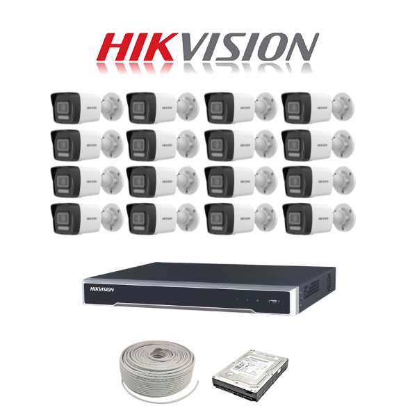 Hikvision Camera Module Hikvision 4MP IP Smart Hybrid camera kit, 16ch NVR with 16 POE, 16 x H