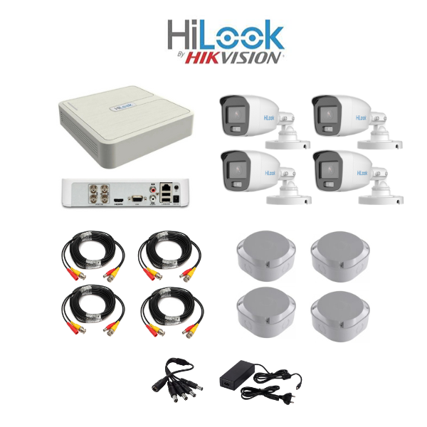 HiLook COLORVU 1080P 4 Channel DVR & 4 Bullet Cameras DIY CCTV KIT