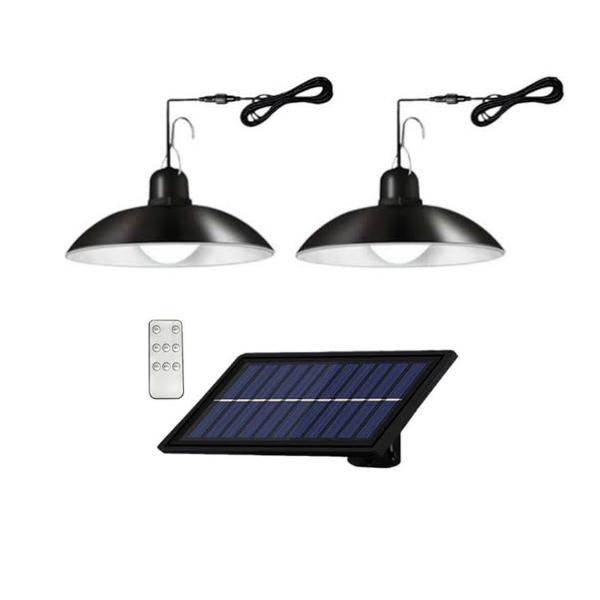 Double LED Solar lights Indoor with Panel and Remote