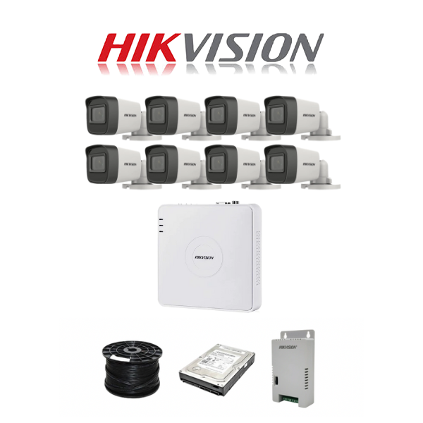 HikVision 8 Ch Turbo HD Kit - Embedded DVR - 8 x HD1080P Camera - 20M Night vision - 1TB HD - 100m Cable