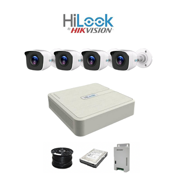 HiLook by Hikvision 4ch Turbo HD kit - DVR - 4 x HD720P Camera - 20M Night vision - 500GB HD - 100m Cable