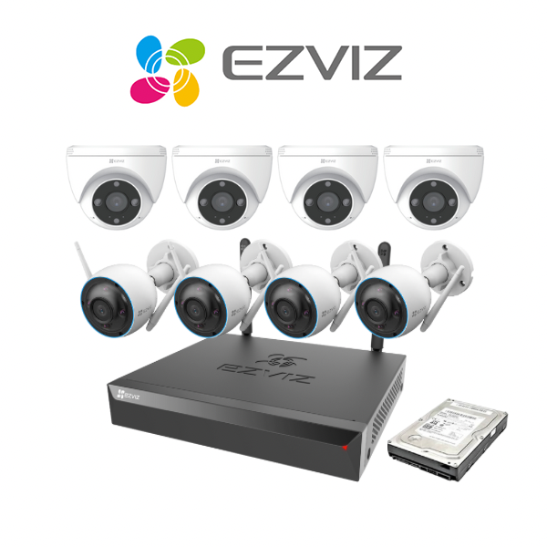 EZVIZ 3MP Wireless 8 Channel Kit | 1TB HDD | 4 Indoor & 4 Outdoor Cameras