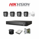 Hikvision 4ch 5MP Turbo HD kit - HD DVR - 4 x NEW! 3K 5MP Smart Hybrid Light Audio Camera - 500TB HDD - 100m Cable - 20m Night vision
