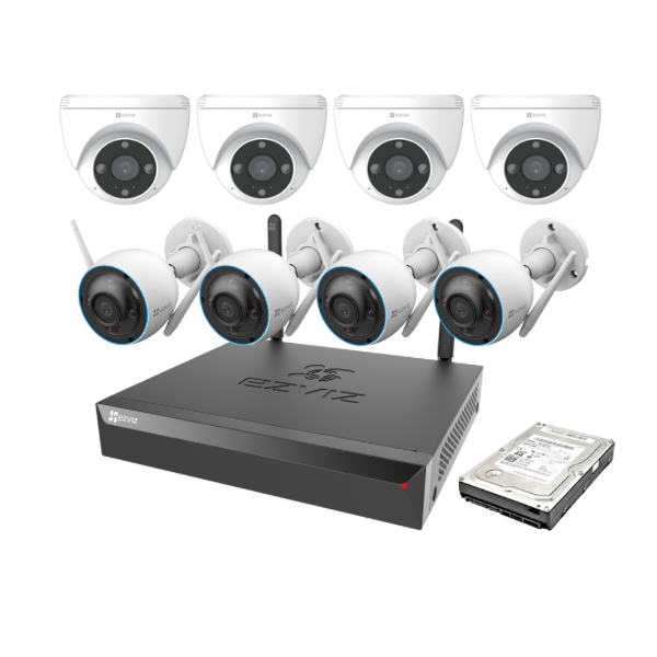 EZVIZ 3MP Wireless 8 Channel Kit | 1TB HDD | 4 Indoor & 4 Outdoor Cameras