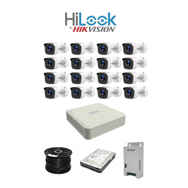 HiLook by Hikvision 16ch Turbo HD kit - DVR - 16 x HD720P Camera - 20M Night vision - 1TB HD - 100m Cable