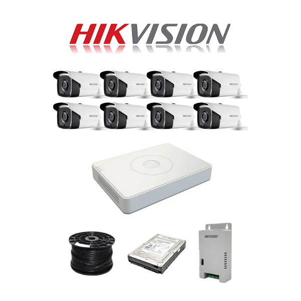 HikVision 8 Ch Turbo HD Kit - Embedded DVR - 8 x HD1080P Camera - 80M Night vision - 1TB HD - 100m Cable