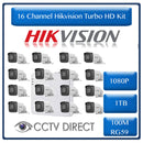 HikVision 16 Ch Turbo HD Kit - Embedded DVR - 16 x HD1080P Camera - 20M Night vision - 1TB HD - 100m Cable