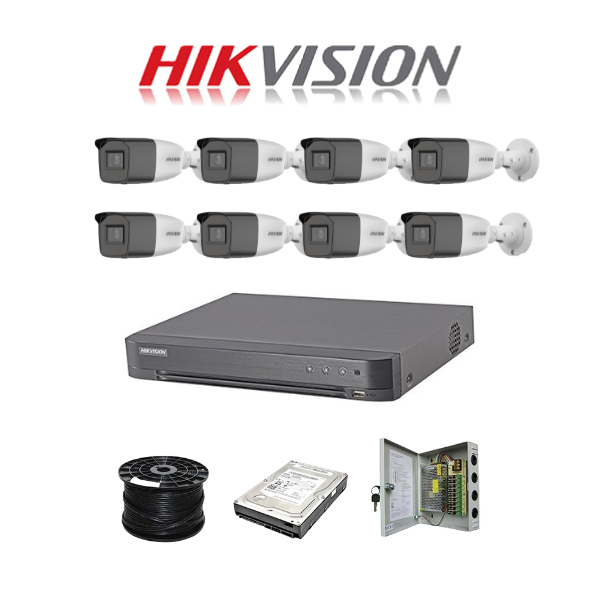HikVision 8 Ch Turbo HD Kit - Embedded DVR - 8 x Vari Focul HD1080P Ca