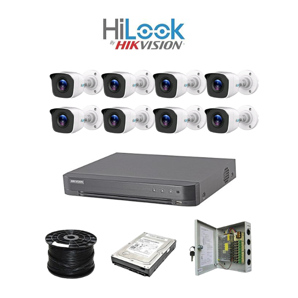 HiLook by Hikvision 8ch Turbo HD kit - 4MP HD 8ch DVR - 8 x HD 4MP Cameras - 20M Night vision - 1TB HD - 100m Cable