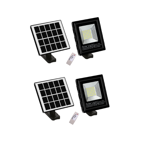 *Pack of 2* 25W Outdoor Solar LED Flood Light With Remote - GD-8625