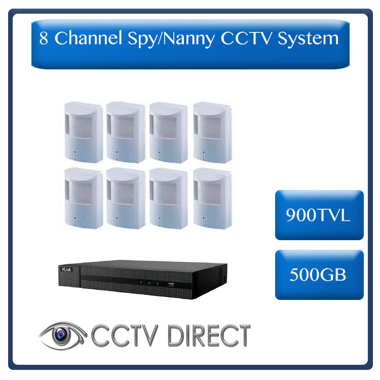 Spy / Nanny Camera system, includes 8 hidden PIR camera's with internet viewing